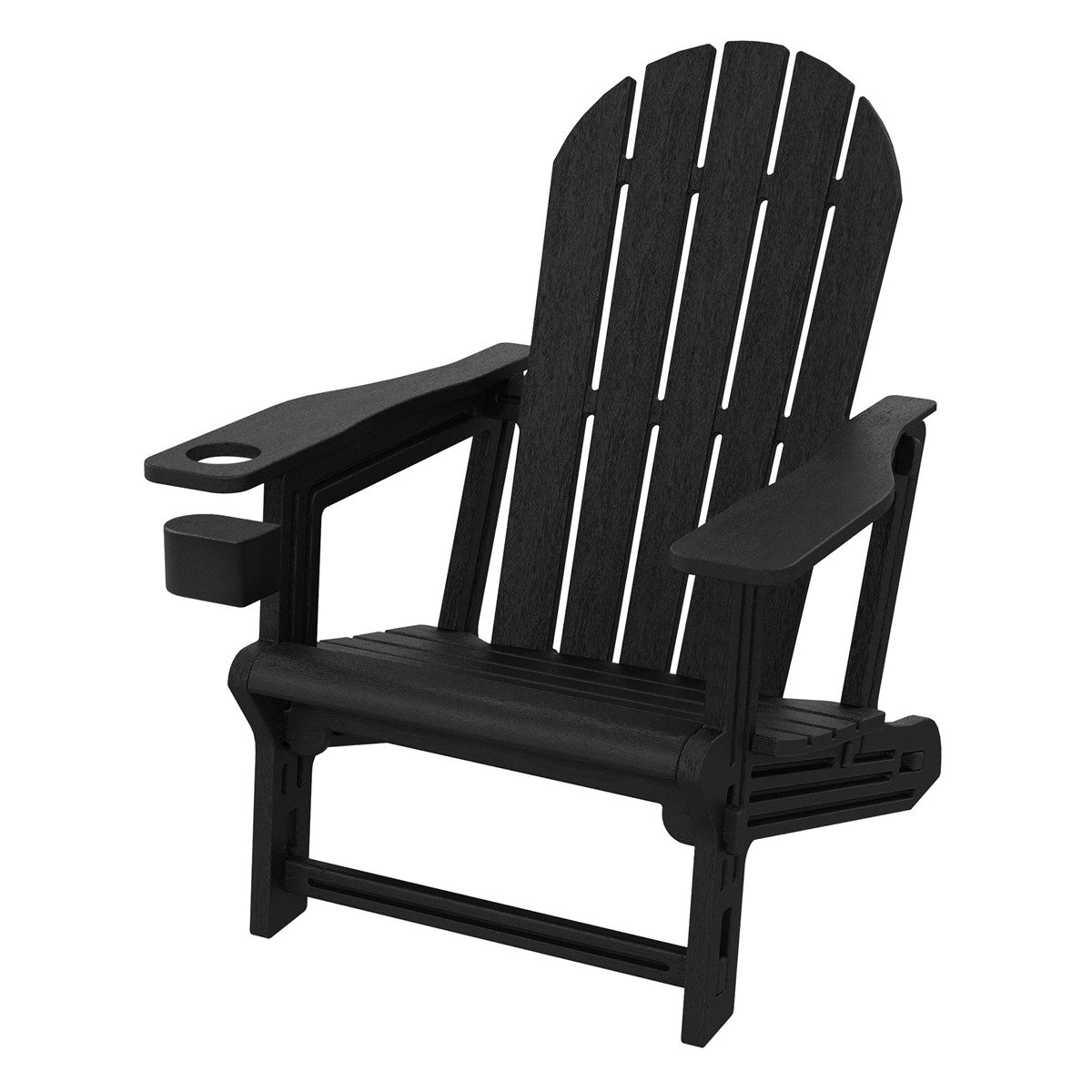 Black Adirondack chair without a background.