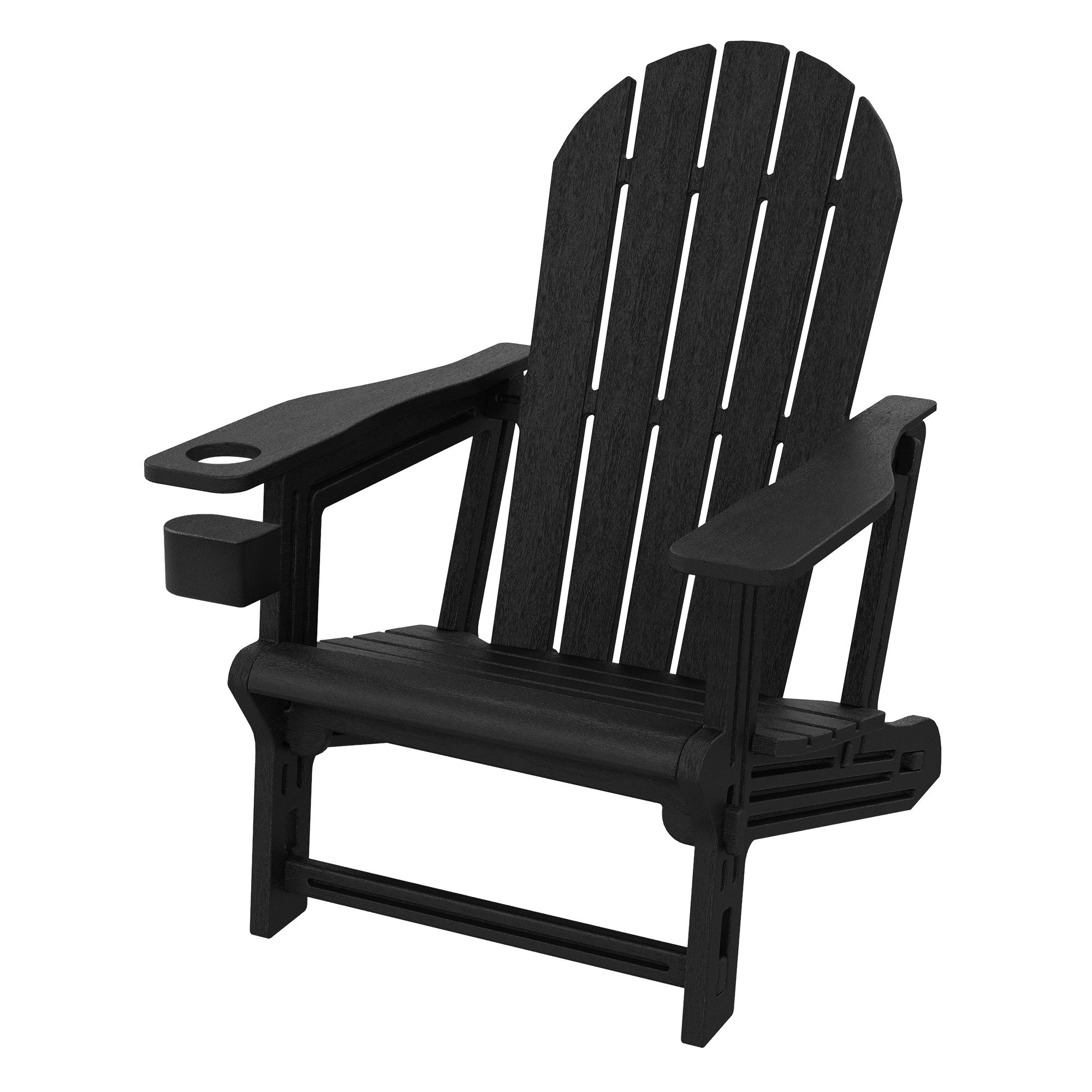 Schwarzer Adirondack-Stuhl ohne Hintergrund.