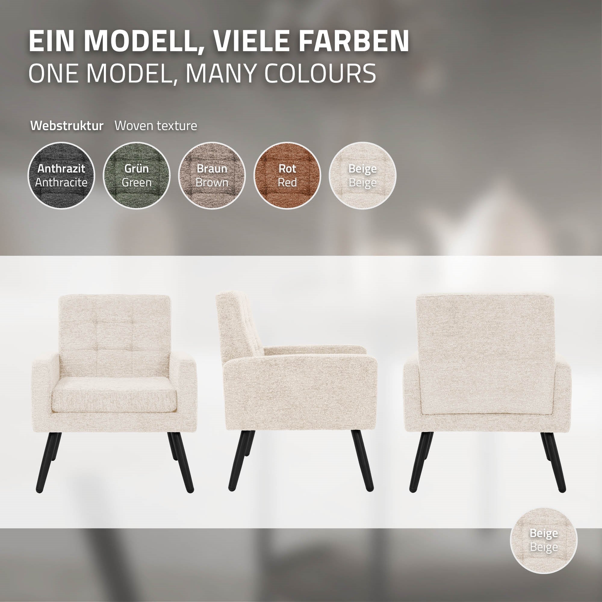 Beige židle v různých barvách a moderním designu.