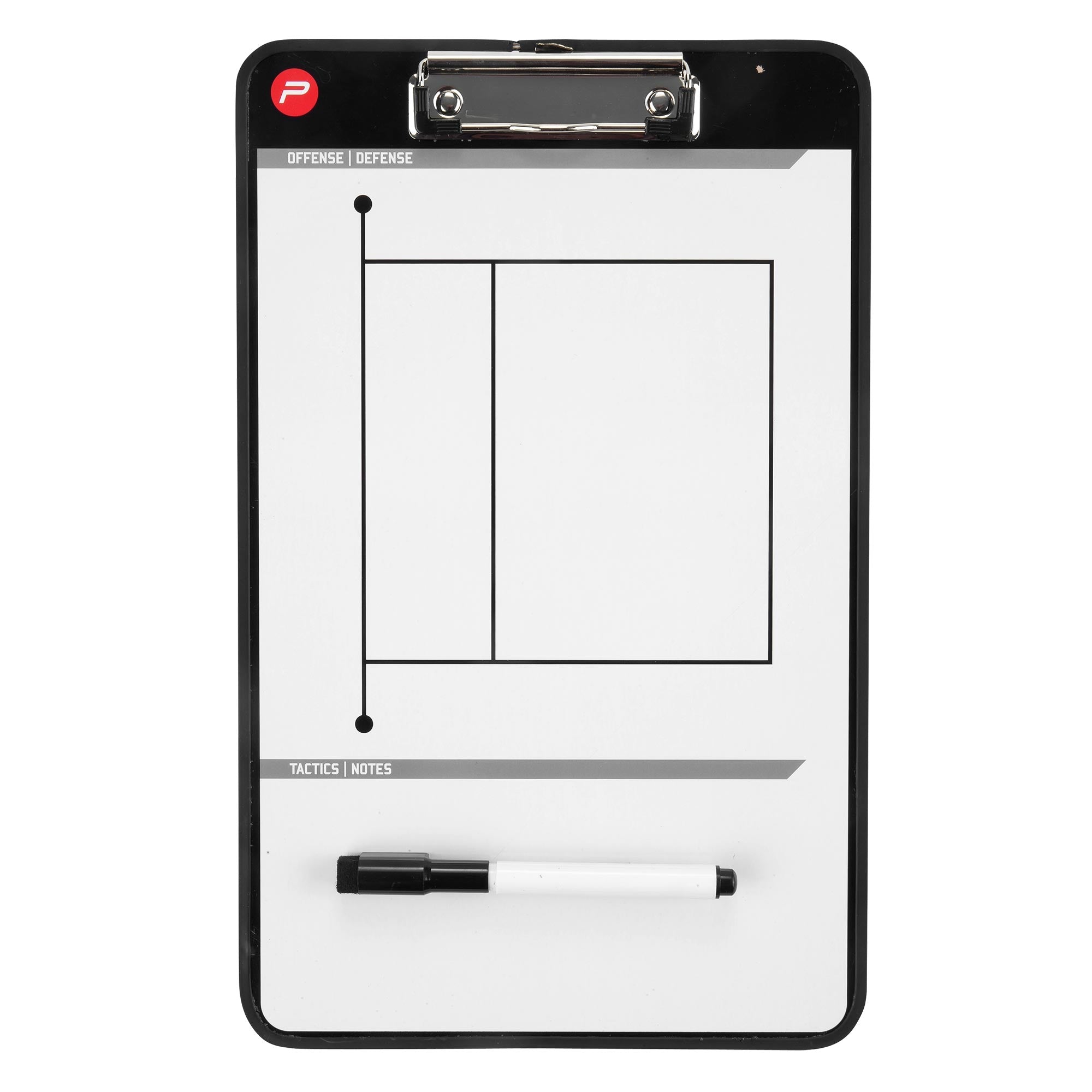 Ein Taktikboard mit einem Spielfeld und einem Stift.