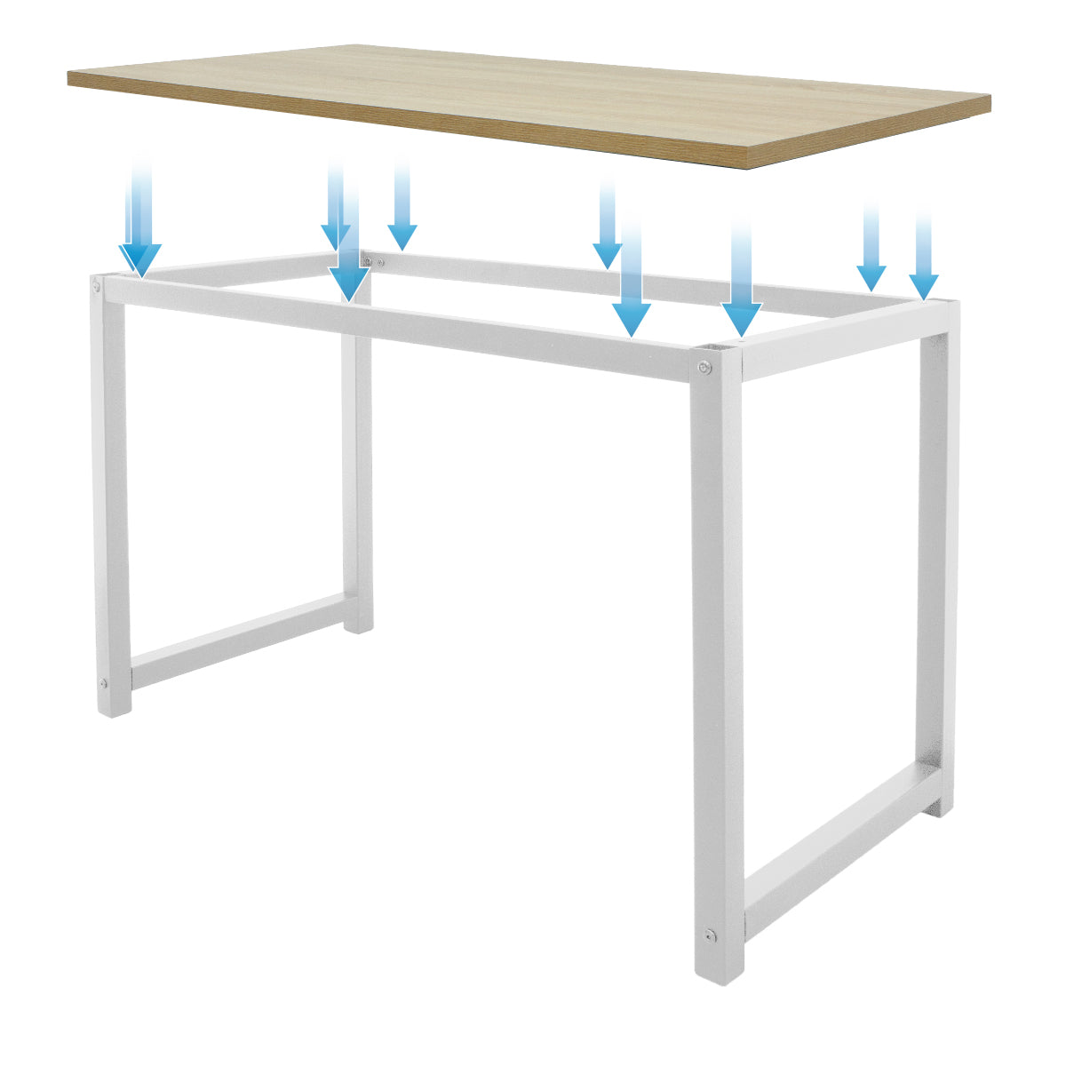 A table frame with a removable tabletop.