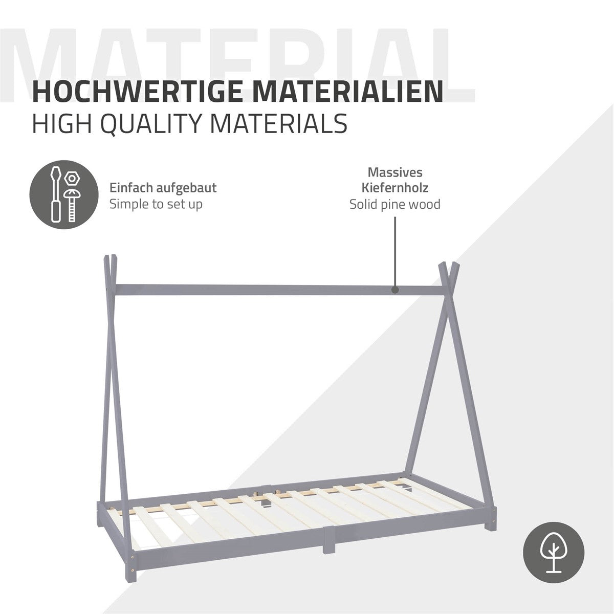 Bettgestell aus massivem Kiefernholz mit slatted frame.