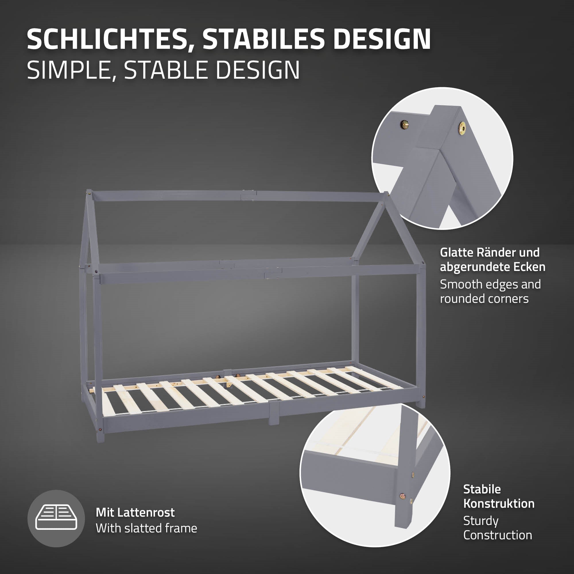Holzrahmen mit schlichten, stabilen Design und glatten Rändern.