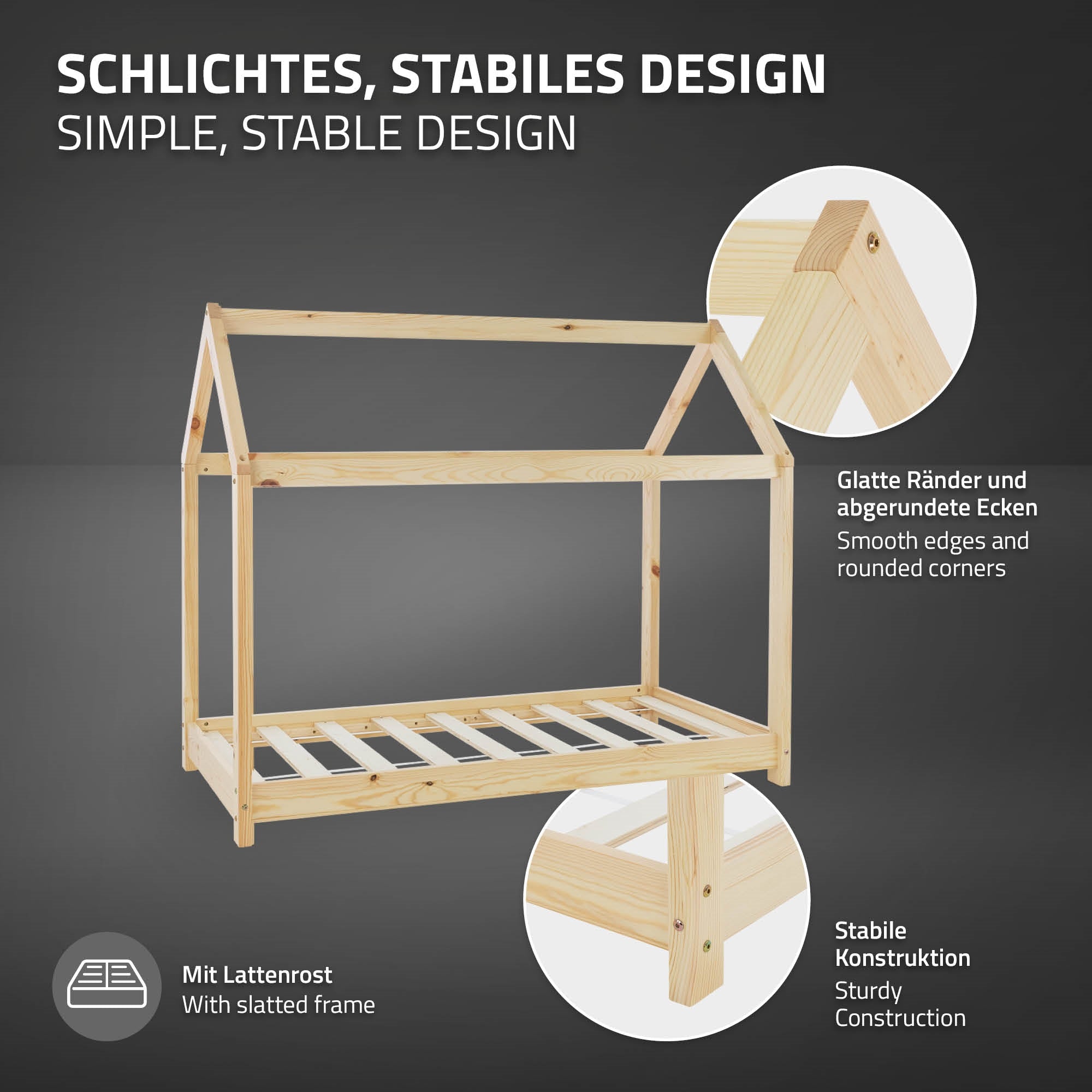 Holzrahmen mit schlichten, stabilen Design und glatten Rändern.