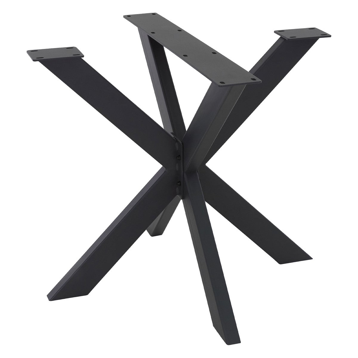 X-shaped table frame in black, without a tabletop.