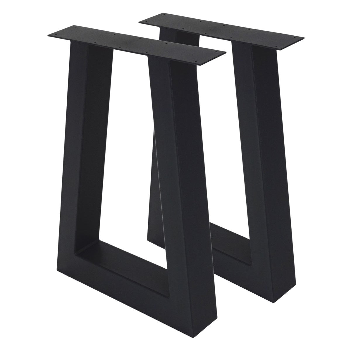 Zwei schwarze Tischbeine in rechteckiger Form.