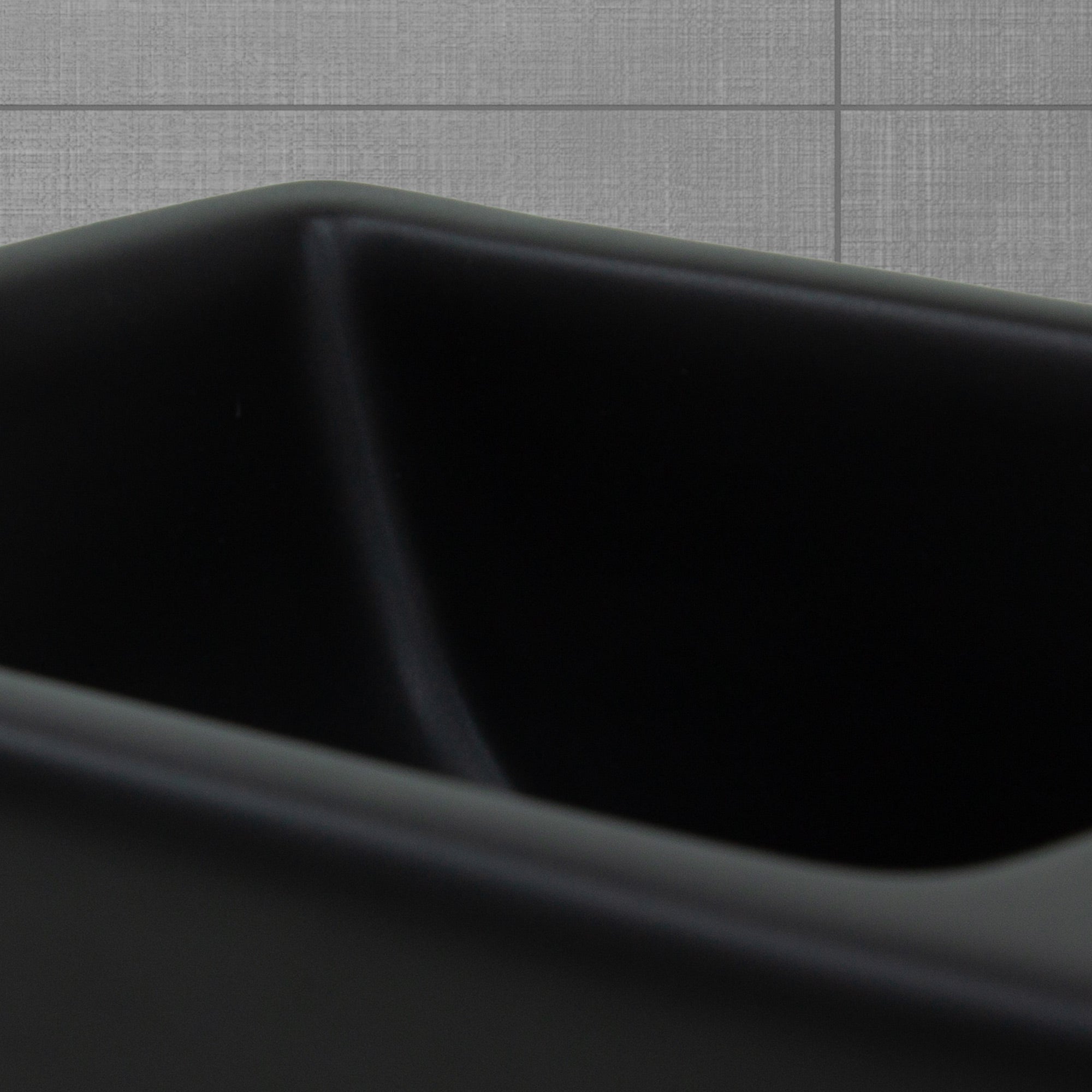 Close-up of the inner area of a rectangular sink.