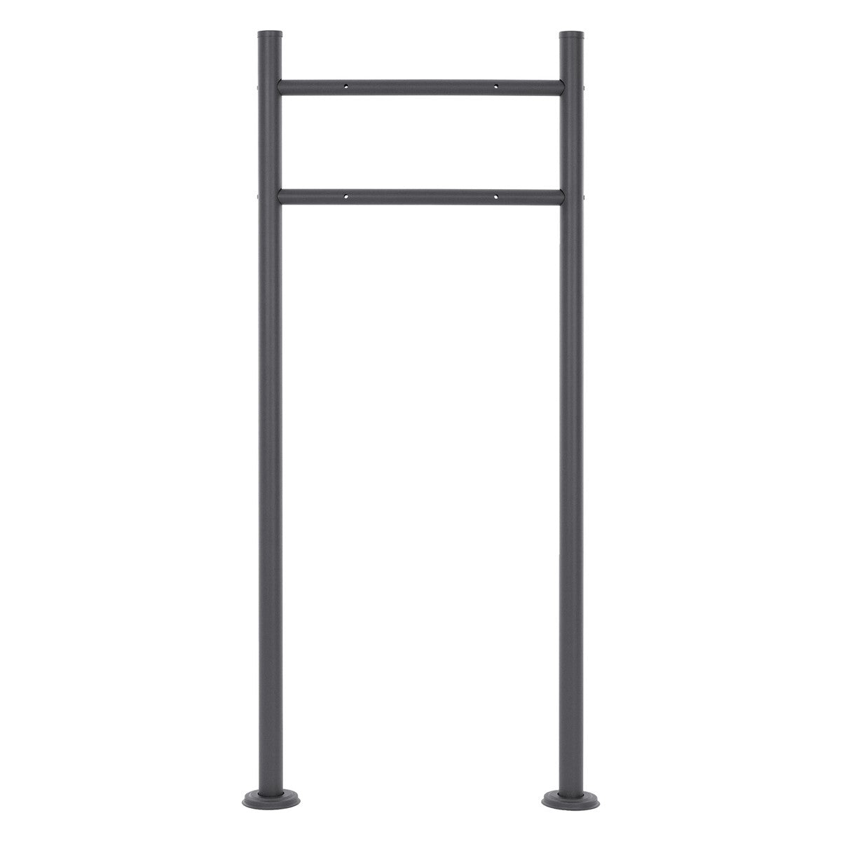 Support de boîte aux lettres couleur anthracite avec deux montants verticaux.