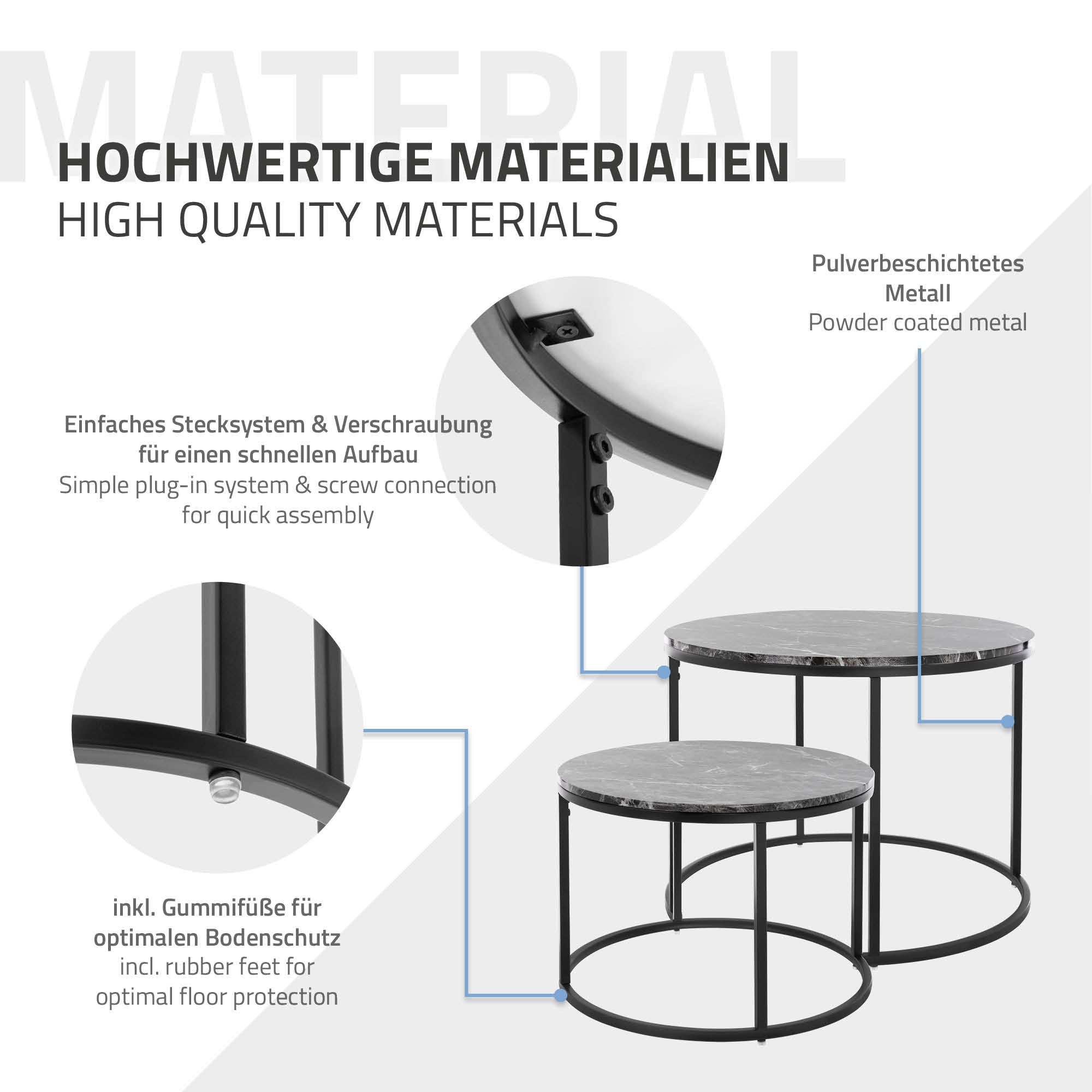 Sideborde med beskrivelse af materialer og opbygning.
