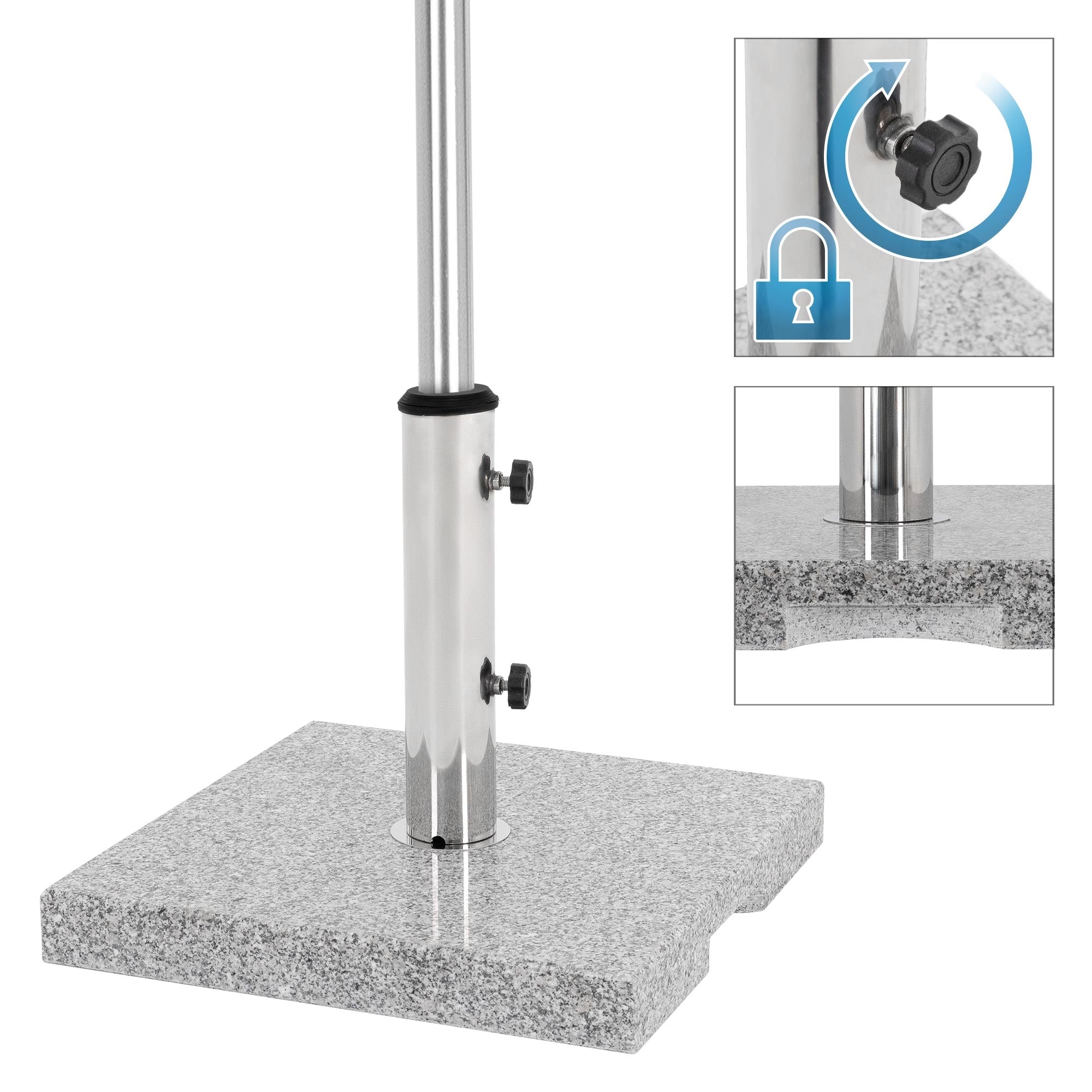 En stabil standfod af granit med en justerbar holder.