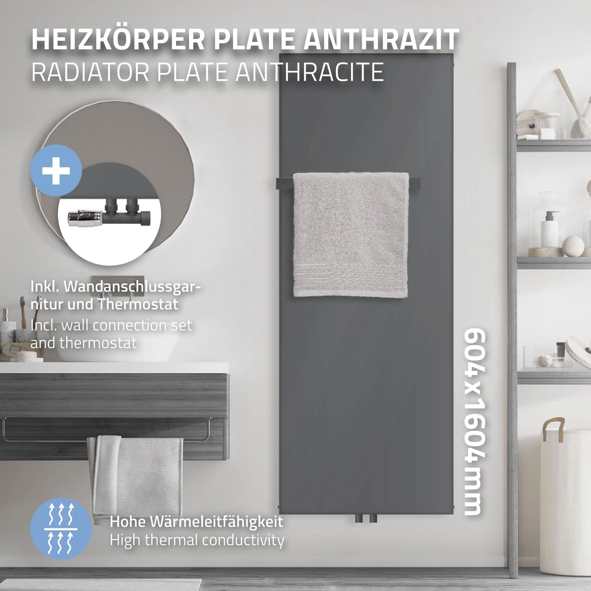 Erweiterbare Handtuchhalterungen für Heizkörper, bis zu 4 Halterungen.