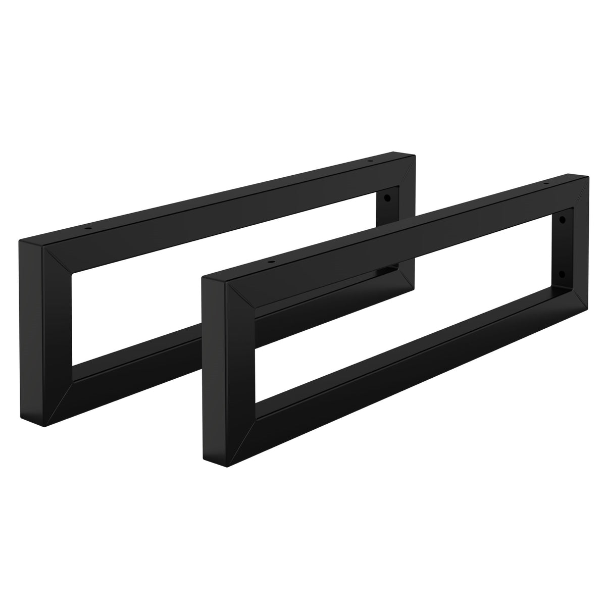 Zwei schwarze Wandhalter in rechteckiger Form.