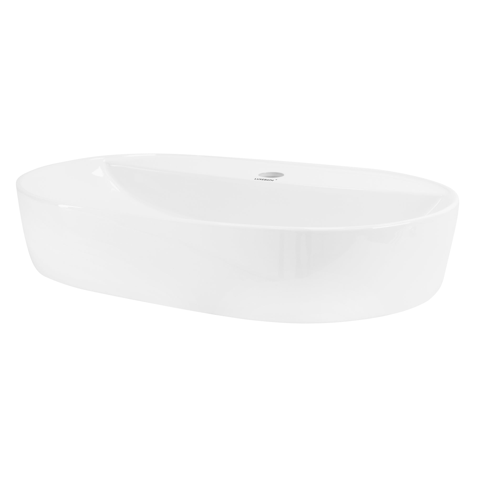 Witte, ovale wastafel met een zachte vorm.