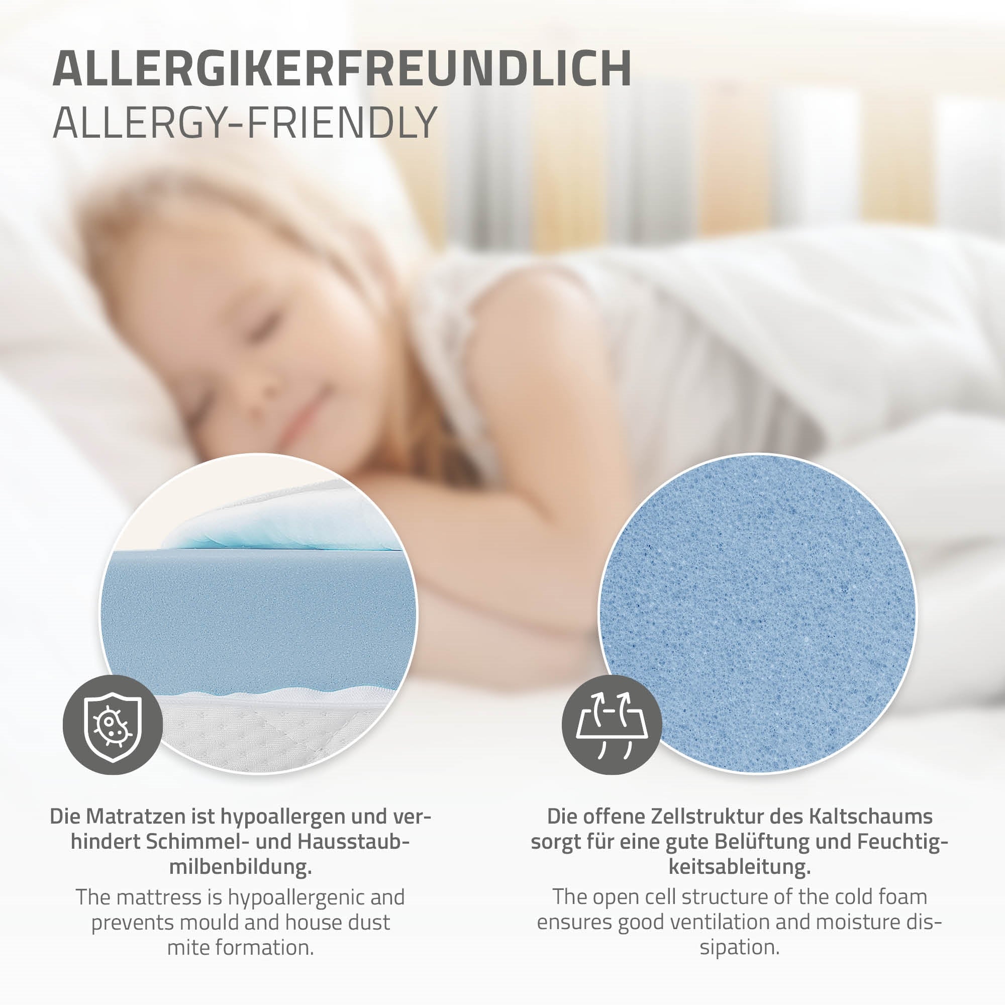 Grafik über allergikerfreundliche Matratzen und deren Eigenschaften.