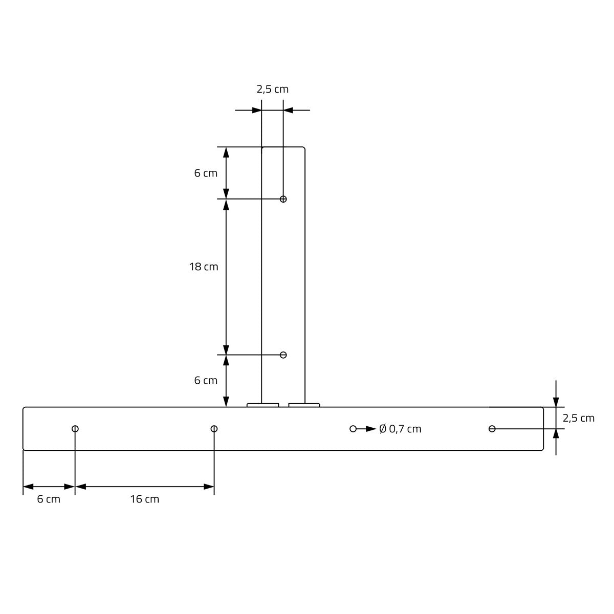 Dessin technique d’un pied de table avec dimensions.