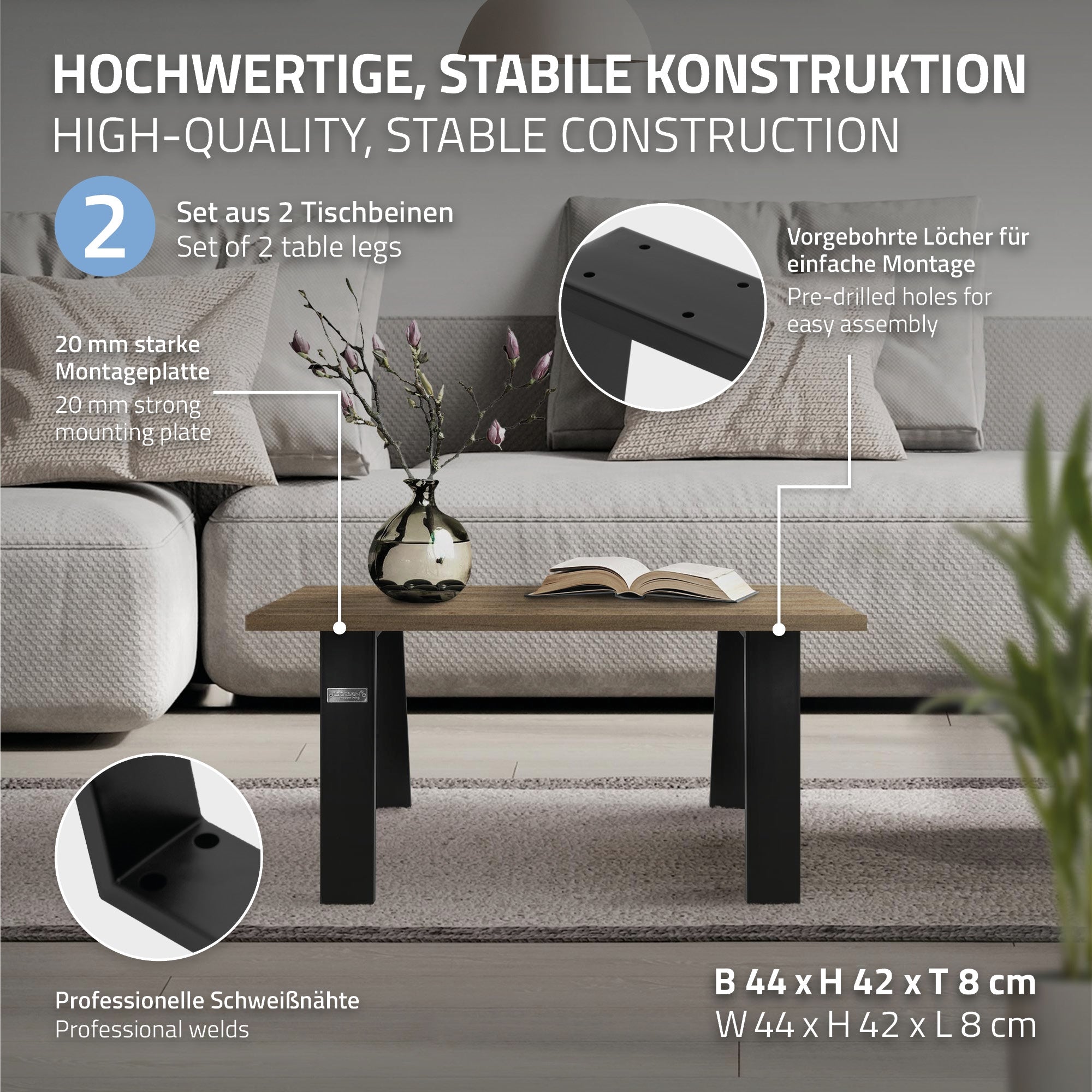 Graphic with information on the stable construction of a table.