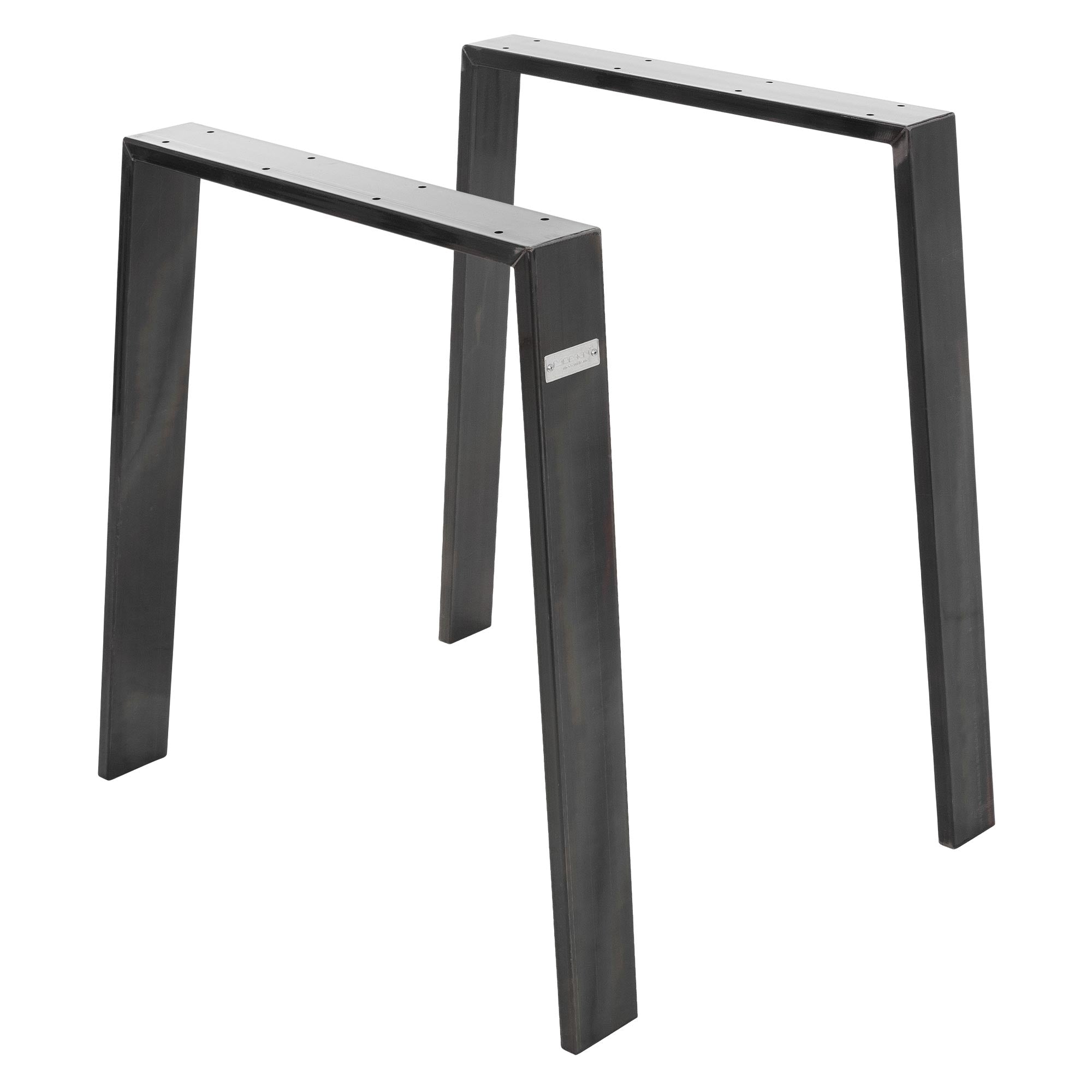 Zwei schwarze Metallgestelle mit abgerundeten Kanten.