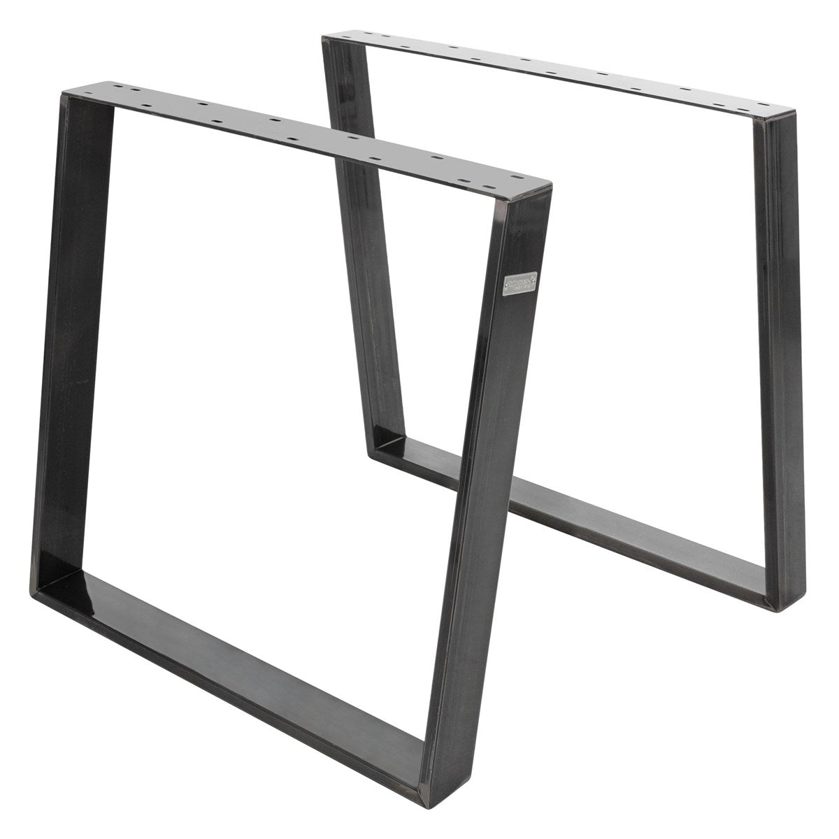 Deux piètements de table noirs sur fond blanc.