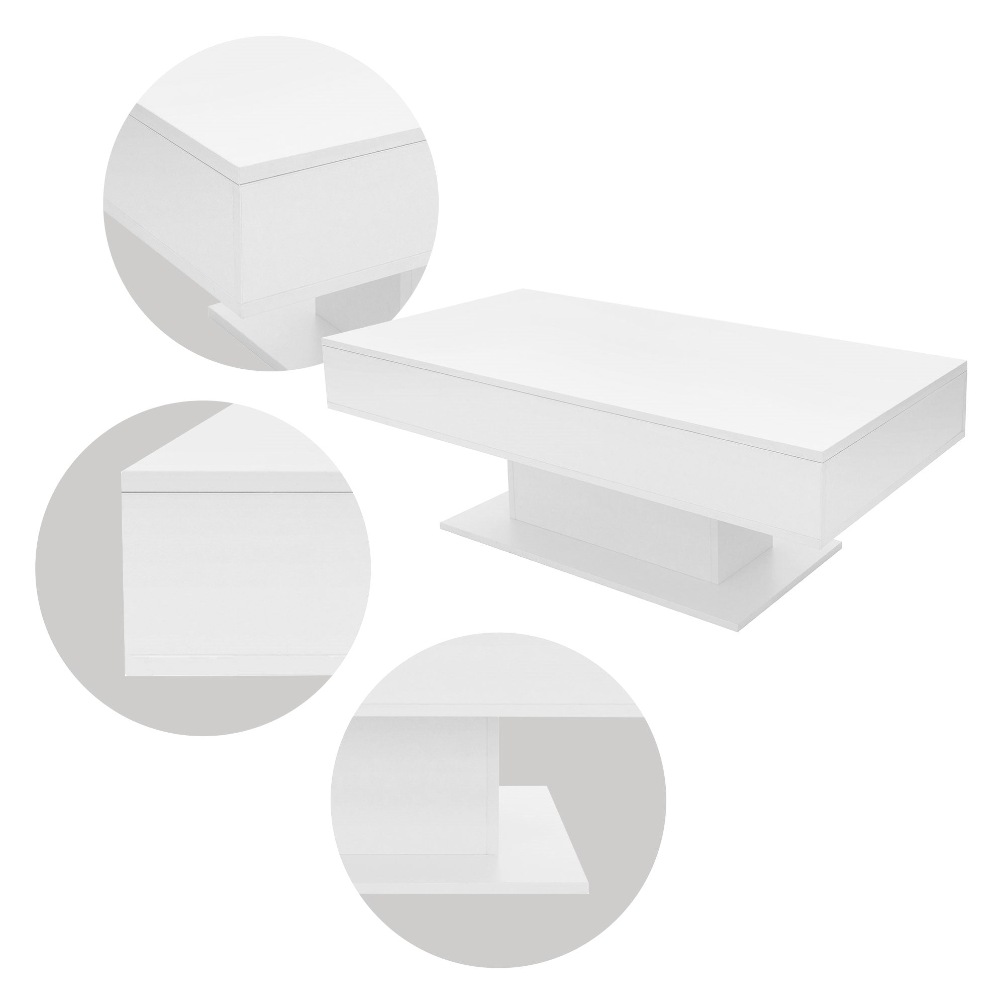 White table with various views and details.