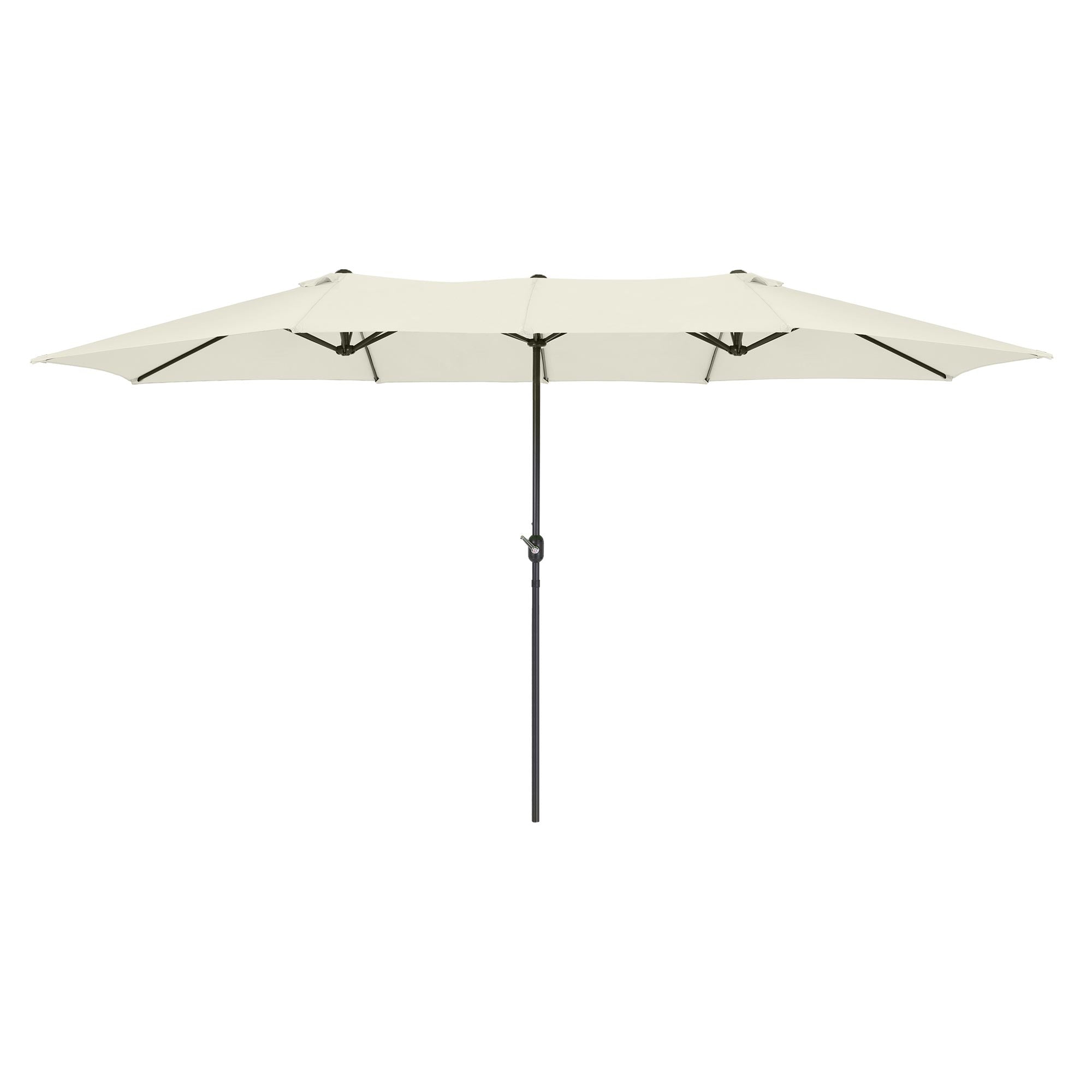 Open, lichte parasol op een standaard.