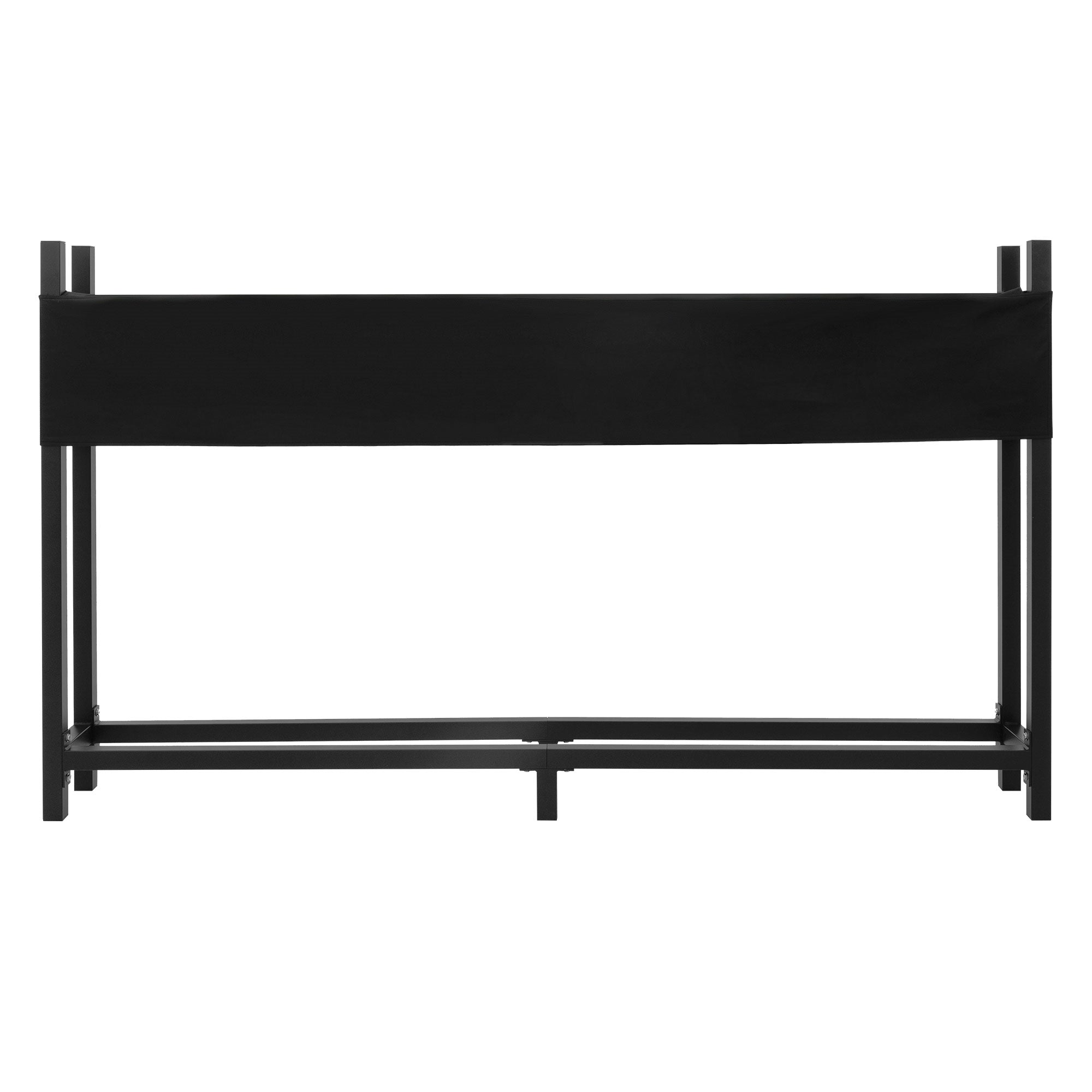 Schwarzer Pflanztisch von vorne, 28 cm hohe Abdeckung.
