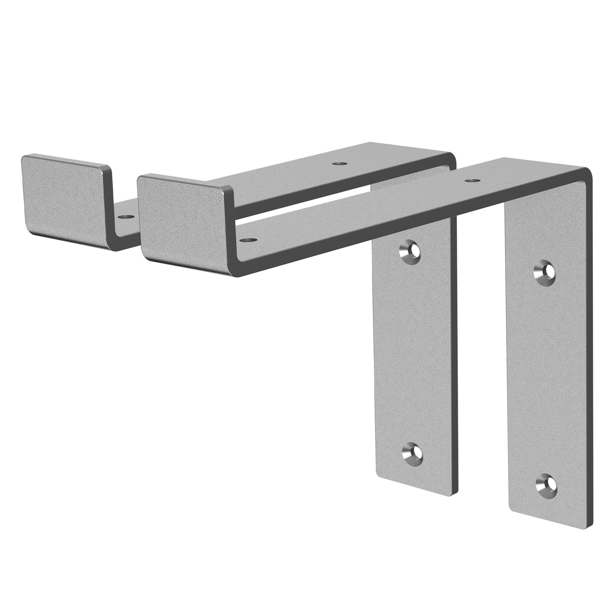 Zwei Halterungen aus Metall nebeneinander.