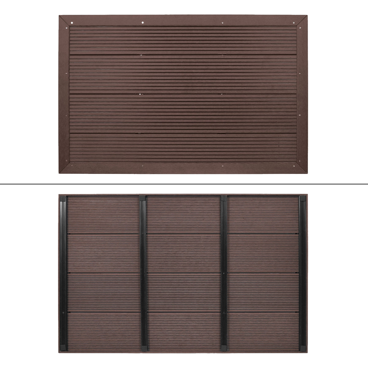 Due pannelli a muro con strisce orizzontali e verticali in marrone e nero.