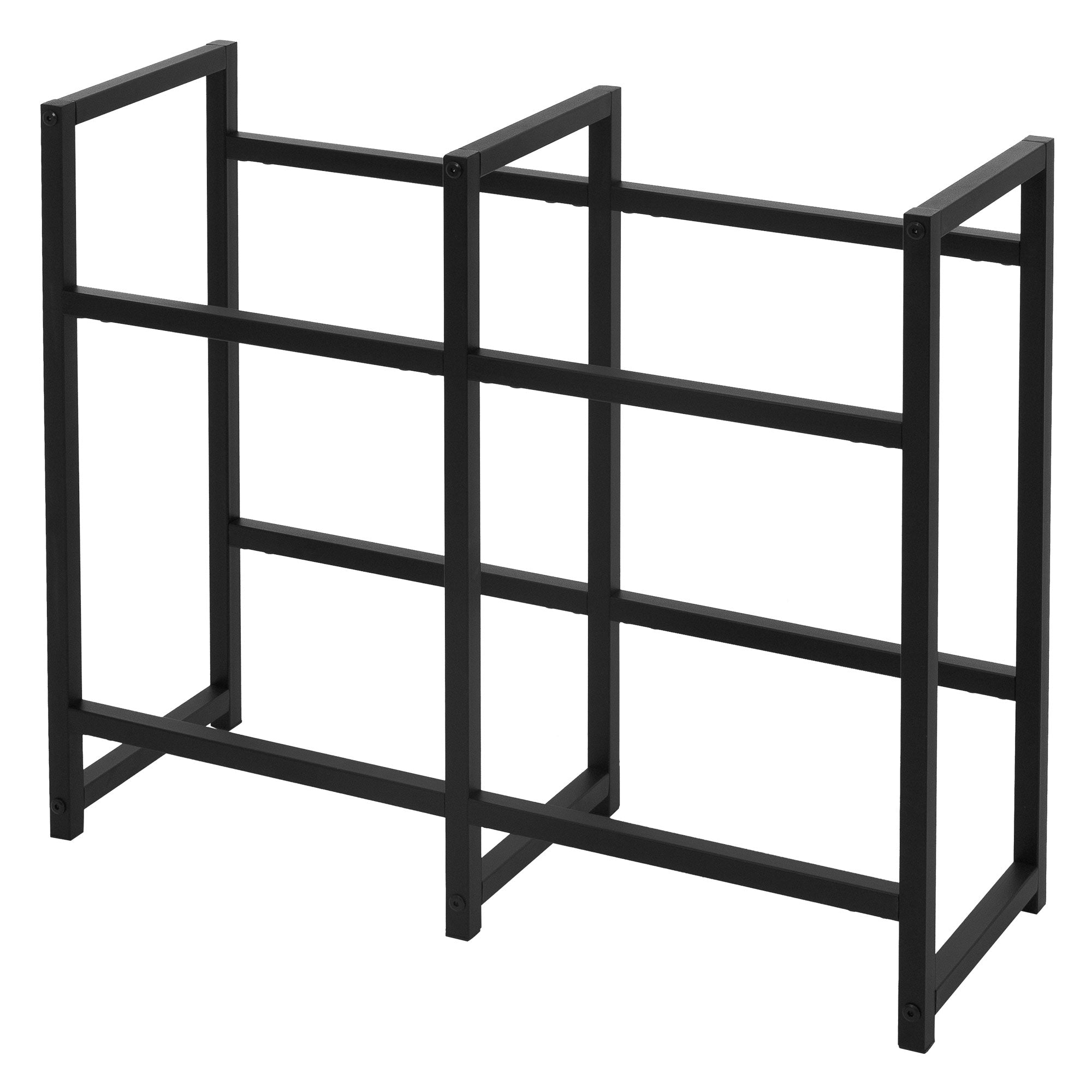 Black shelf without filling, showing the structure and design.