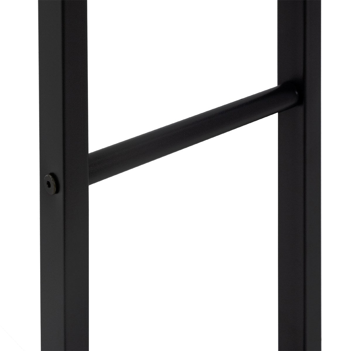 Close-up of a black metal frame with a horizontal bar.
