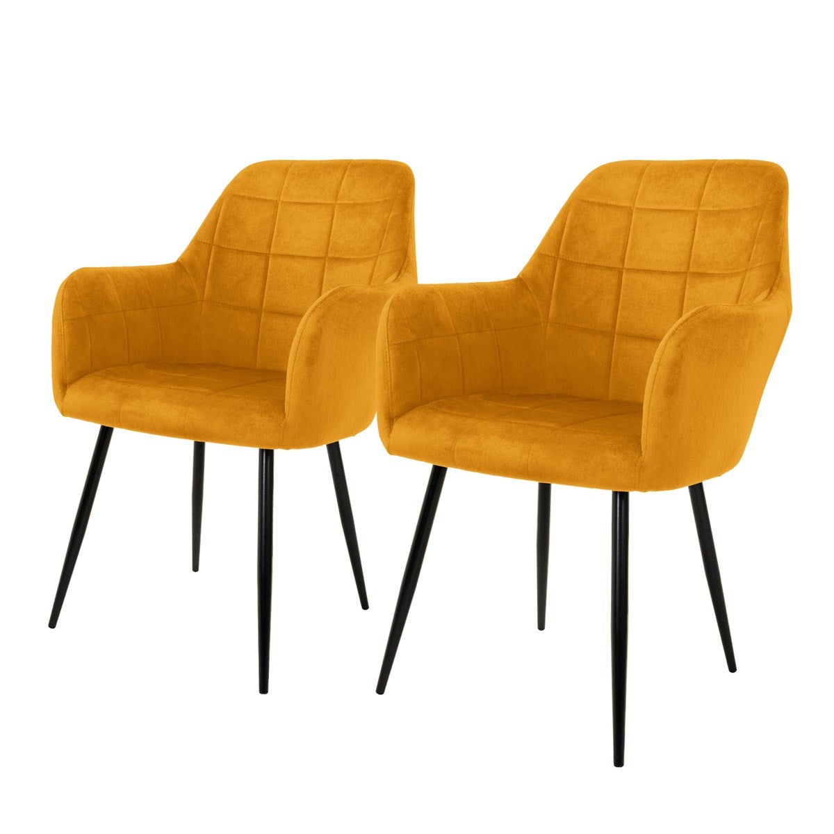 Two yellow chairs viewed from the front.