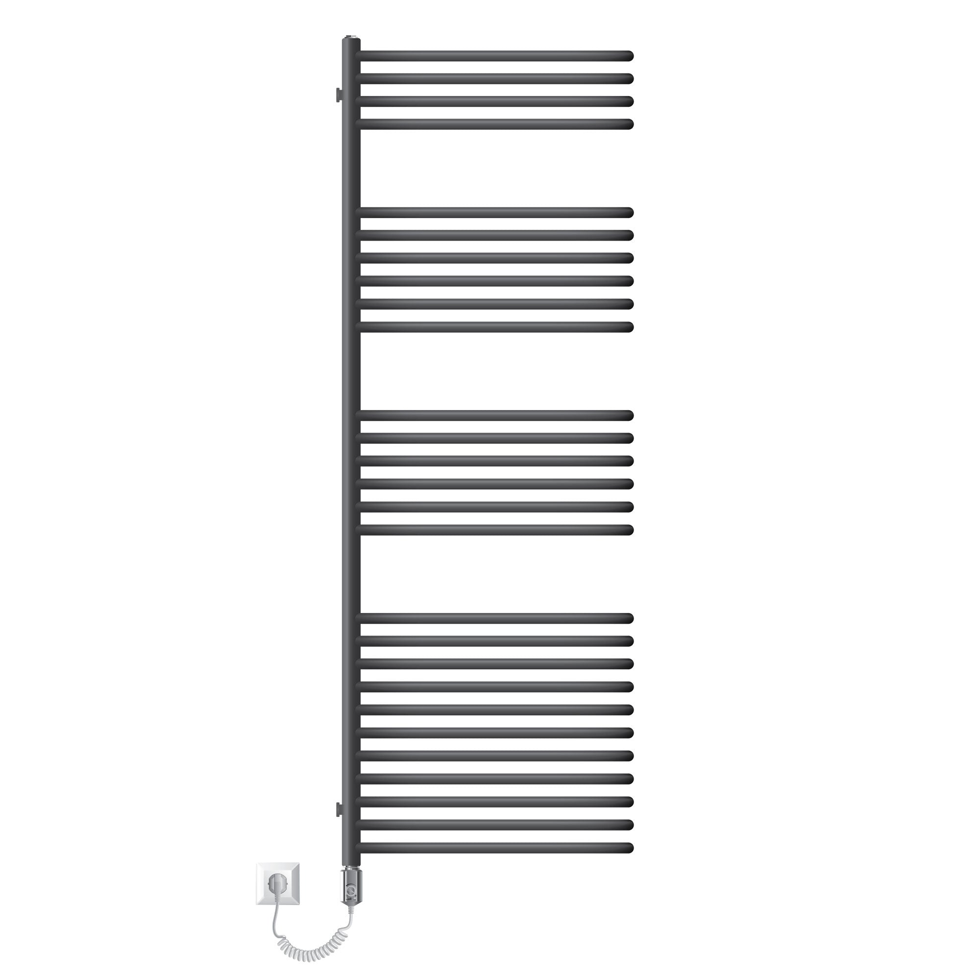 Radiateur électrique anthracite sans fond, avec plusieurs barres chauffantes.
