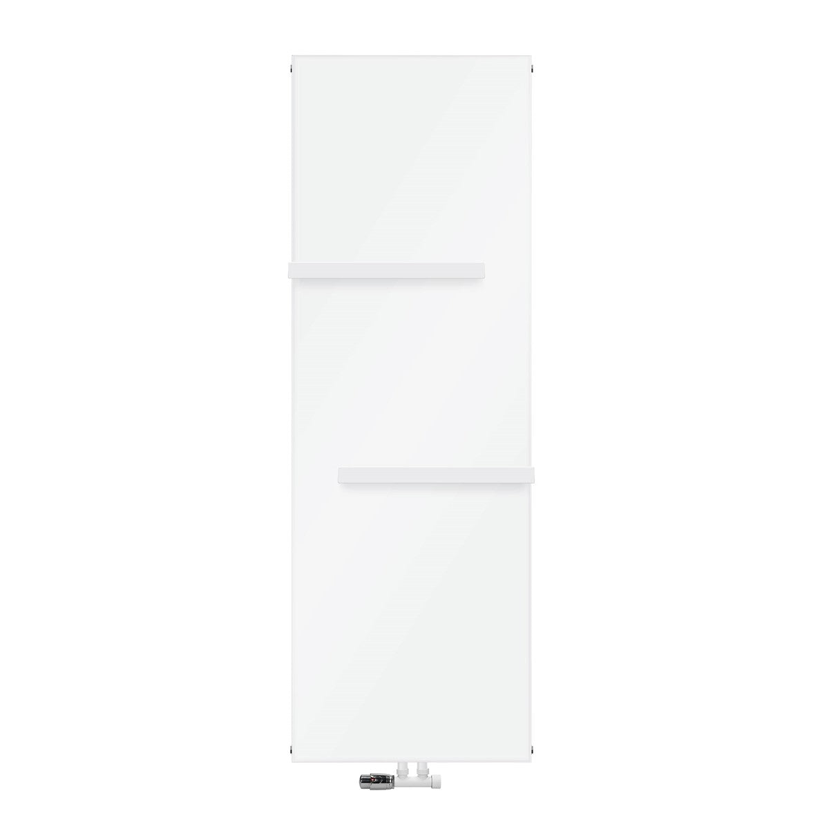Radiateur blanc sans arrière-plan, avec deux étagères.