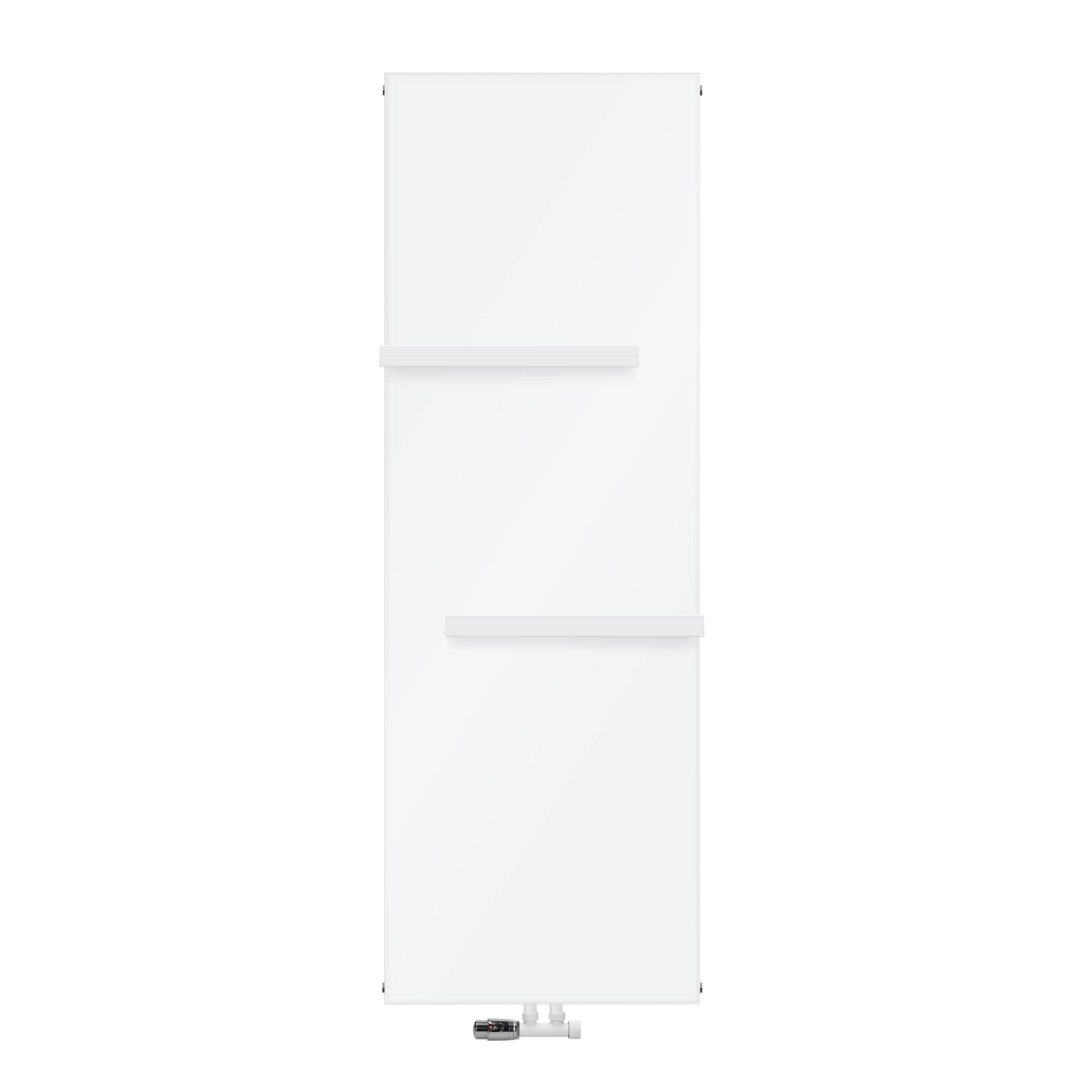 White radiator without background, with two shelves.