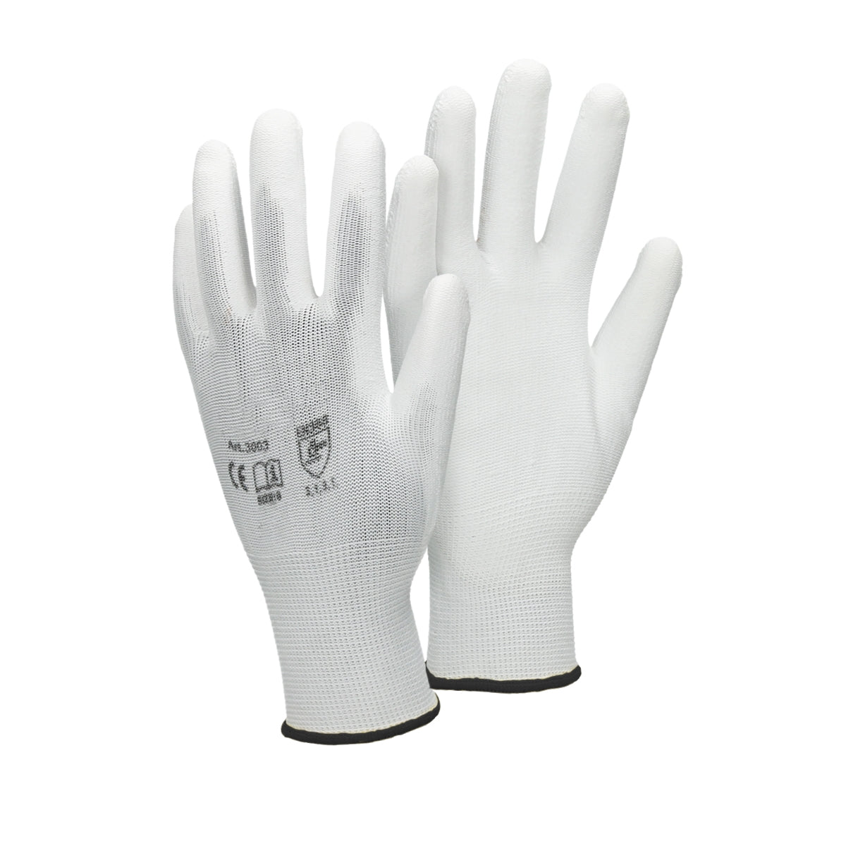 Two white mechanic gloves side by side.