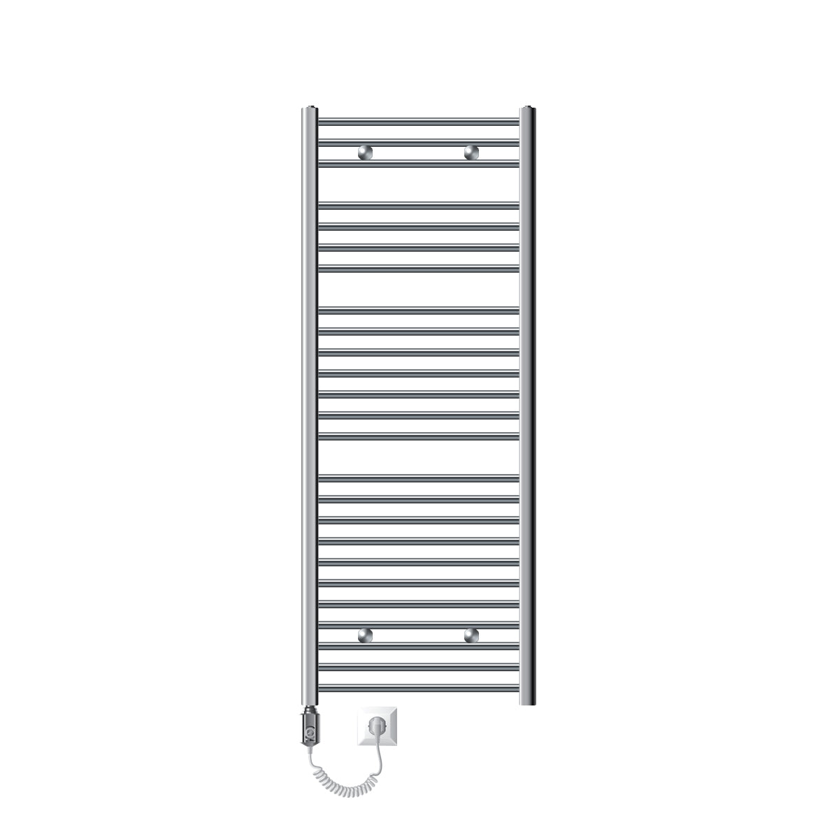 Un chauffe-serviettes électrique avec plusieurs barres horizontales.