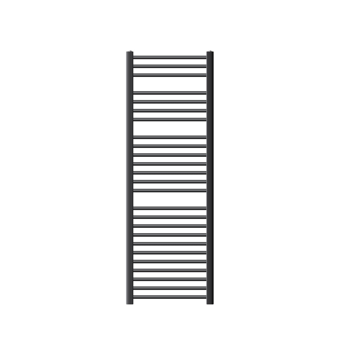Towel radiator in anthracite, 50x150 cm, with many horizontal tubes.