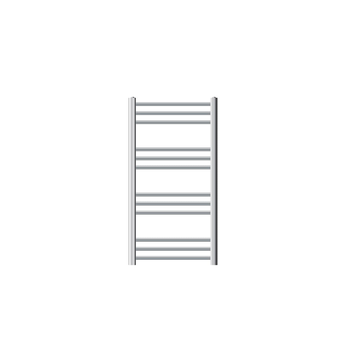 Radiateur compact pour serviettes avec barres horizontales en finition chrome.