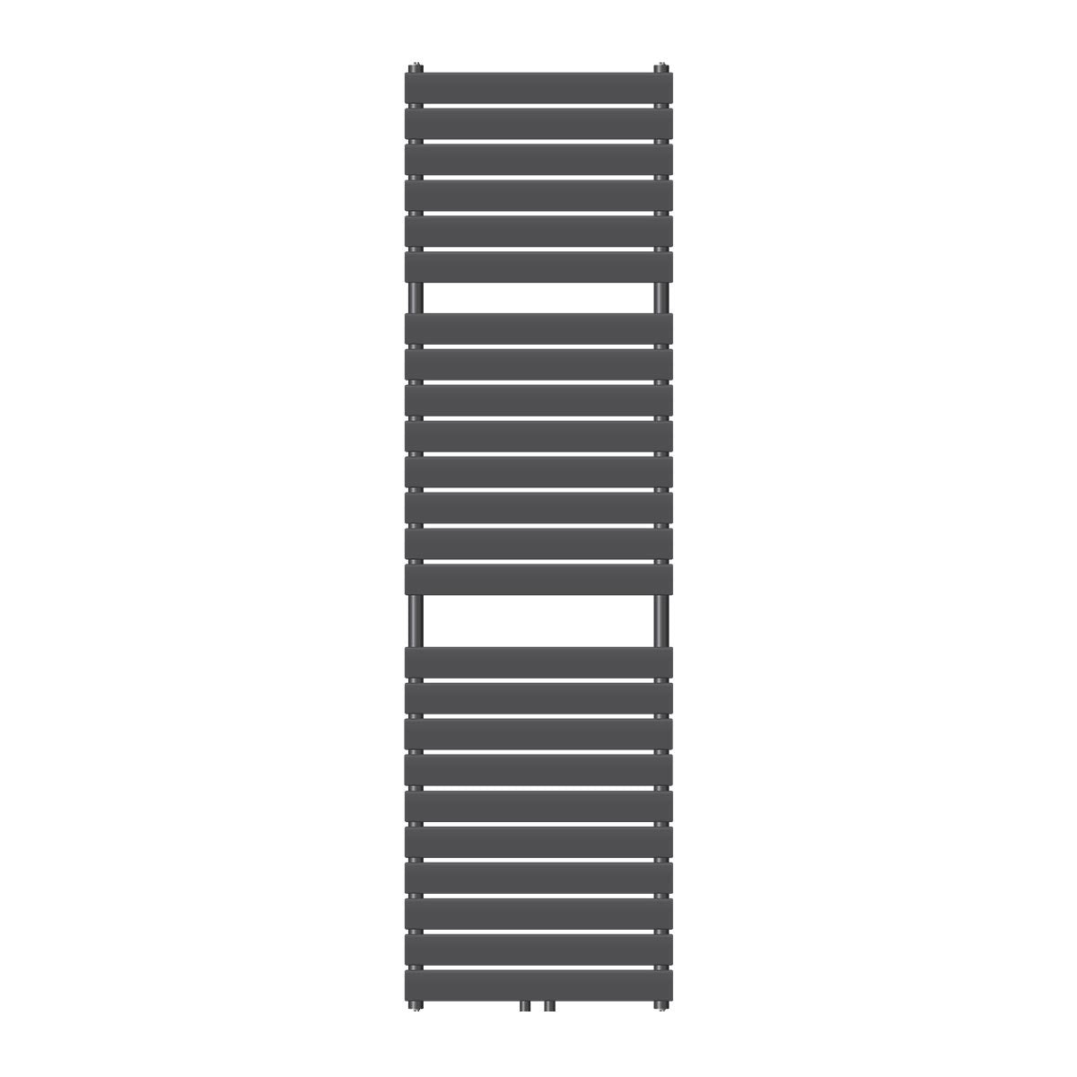 Radiator înalt, de culoare antracit, cu lamele orizontale.