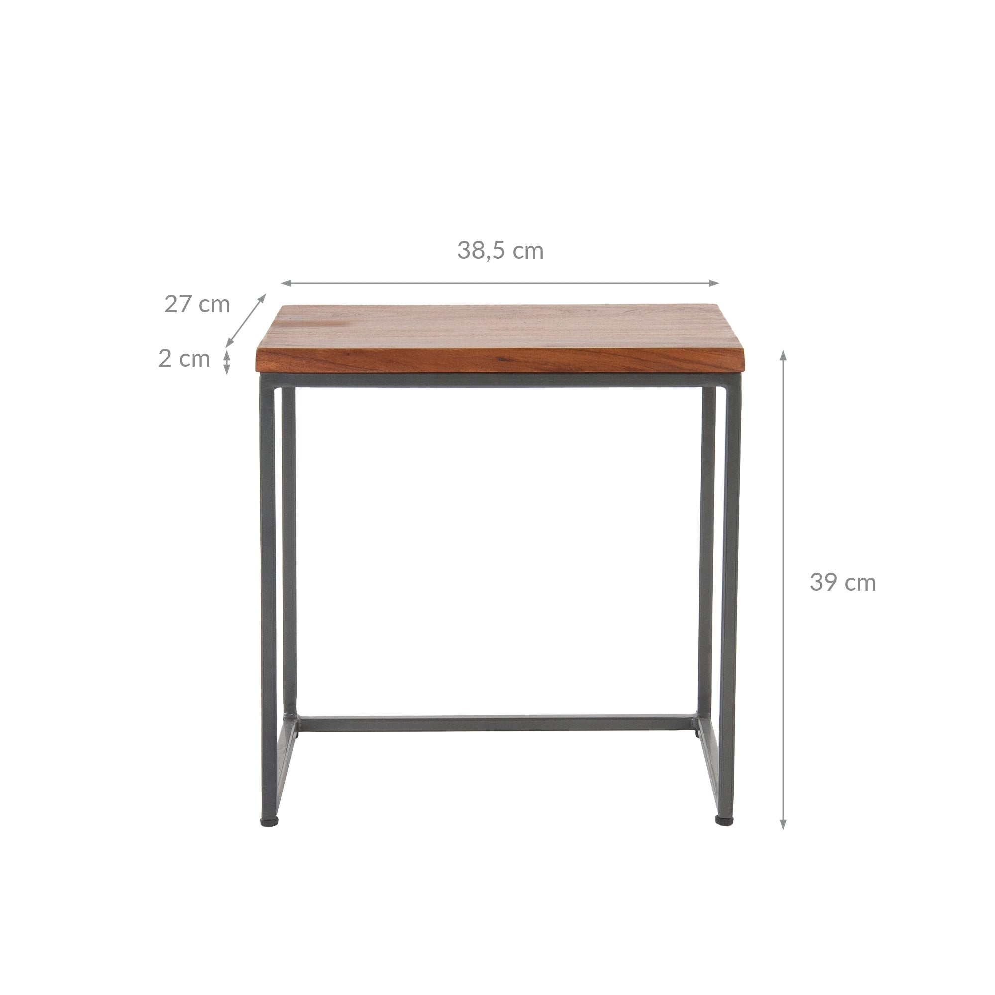 Small table with a metal frame, dimensions: 38.5 cm x 27 cm x 39 cm.