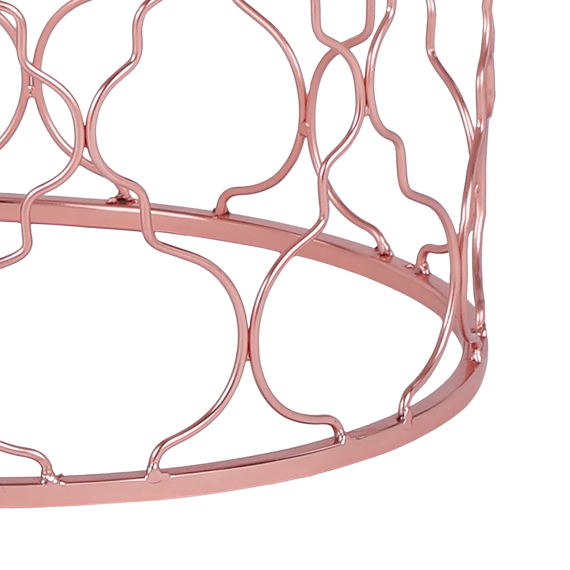 Cadre en fil d'un table en rose, ronde avec des lignes courbes.