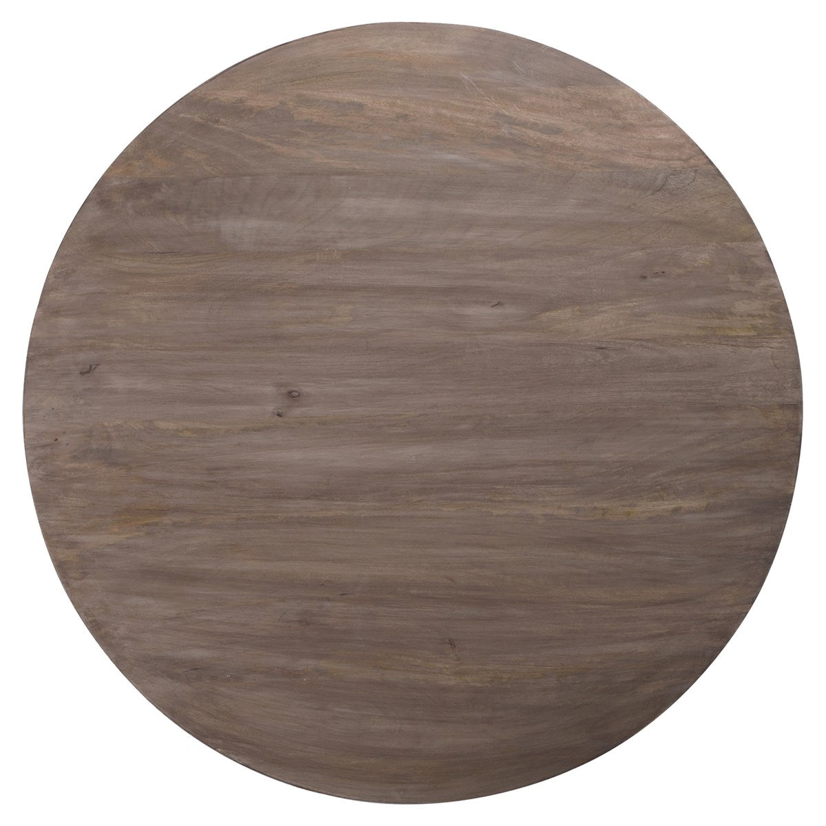 Round table with a wooden surface in a brown shade.